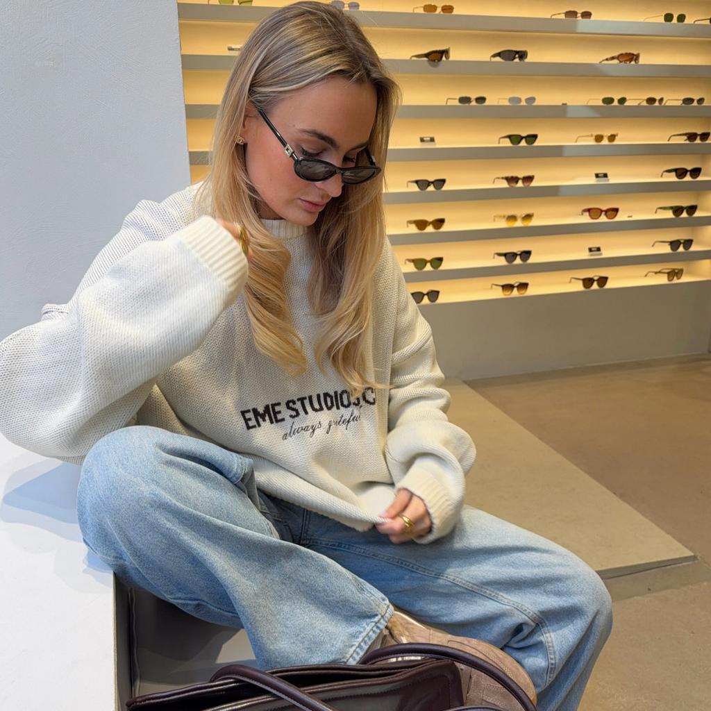 2026 spring new letter embroidery lazy wind pendant feeling loose casual versatile round neck pullover sweater women