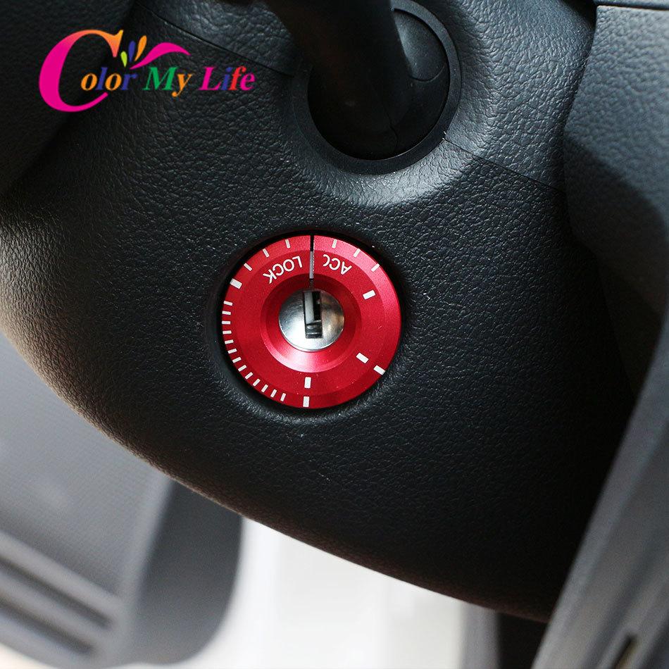 Color My Life Car Ignition Circle Key Ring Stickers Switch Cover for Volkswagen VW Golf 7 MK7 7.5 MK7.5 2013 - 