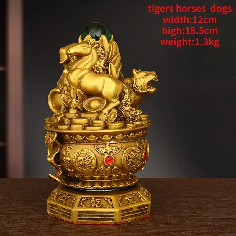 

Feng Shui Treasure Bowl Trio Ornament Copper Rotating Home Living Decorations