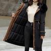 Damen Mittellange Baumwolljacke Hoodie Passform Damenjacken Winter Mittellang Büro Baumwollmäntel Warme Fleece Parkas