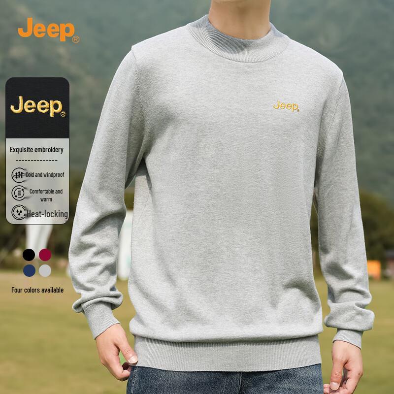 

Jeep Men s Thick Pure Cotton Round Neck Sweater 3XL