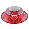 Fruit Plate Bowl Cup Kit Red Dot Pattern Tableware Set Household Kitchen Accessory