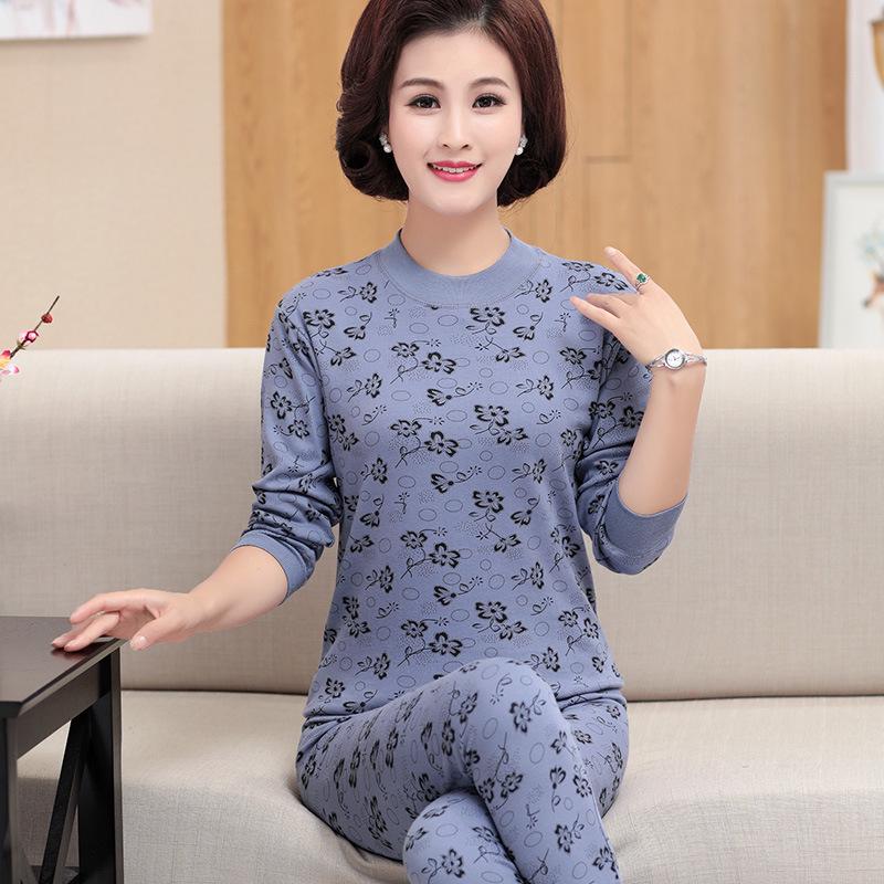 Women's Pure Cotton Thermal Underwear Set for Middle-Aged and Elderly - Thin, Large Size Autumn Attire