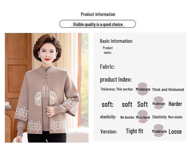 Middle-Aged Women's 2025 Autumn Knitted Two-Piece Top Set