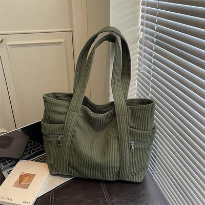 New Stylish Corduroy Tote Bag for Women Commuting Shoulder Bag Fashiable and Versatile for Daily Use Handbag Fashi Trendy
