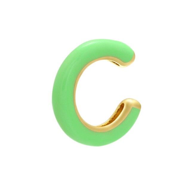 Single One Ear Cuff Neon Green Yellow Bright Fluorescent Jewelry Geometric Round U Clip On Earrings No Piercing Earcuff Aretes