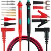 Multimeter Test Leads Kit, Digital Multimeter Leads with Alligator Clips Replaceable Multimeter Probes Tips Set of 16