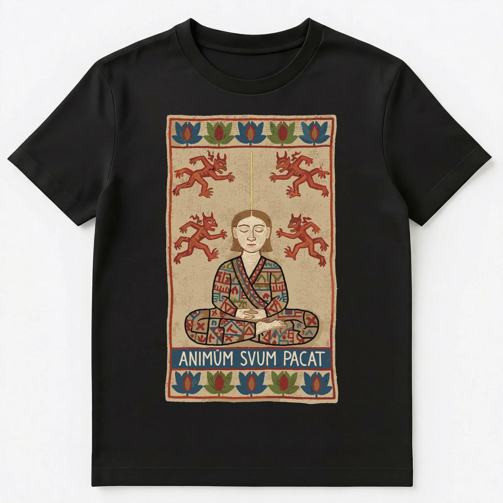 

Meditator Pacifies Demon Chaos Mindfulness Medieval Tapestry Unisex T-Shirt XL