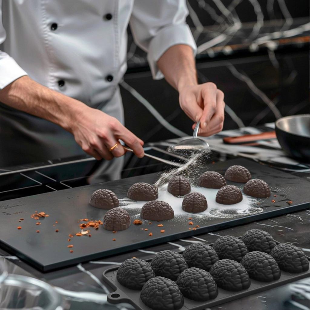 10-wnękowy silikonowy kształt mózgów do ciasta fondanowego, kreatywna forma czekoladowa na Halloween, odporna na ciepło, formy do pieczenia deserów