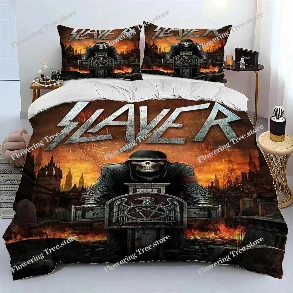 Slayer Heavy Metalová Kapela Hudba Přehoz na Postel Povlečení, Povlak na Peřinu Ložní Sada Přikrývka Povlak na Polštář, King Queen Size Povlečení Děti