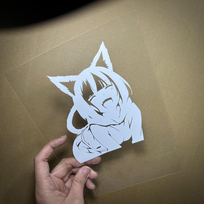 Anime Cat Girl Decal, Car, Truck, Windshield, Laptop, Vinyl, Decal, Accessories, Gifts, JDM, Slap, Personalized, Cat, Girl