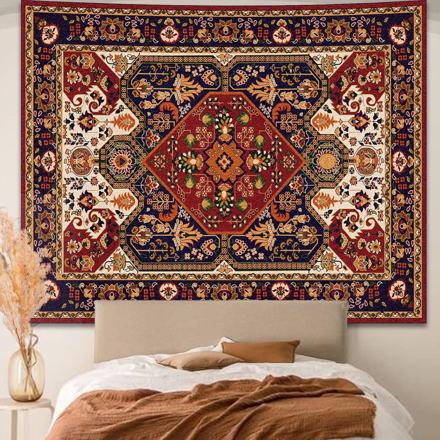 VIKAMA Bohemian Hippie Bedroom Aesthetic Wall Tapestry Living Room Bedroom Wall Art Decorative Tapestry Home Decoration 74x94cm(29x37in)