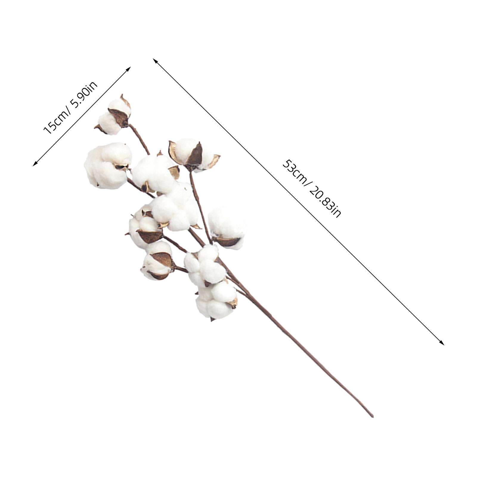 10 Heads Dried Cotton Stems Farmhouse Style Artificial Flower Adjustable Stems for DIY Wedding Home Decoration Floral Display 52X12X6CM