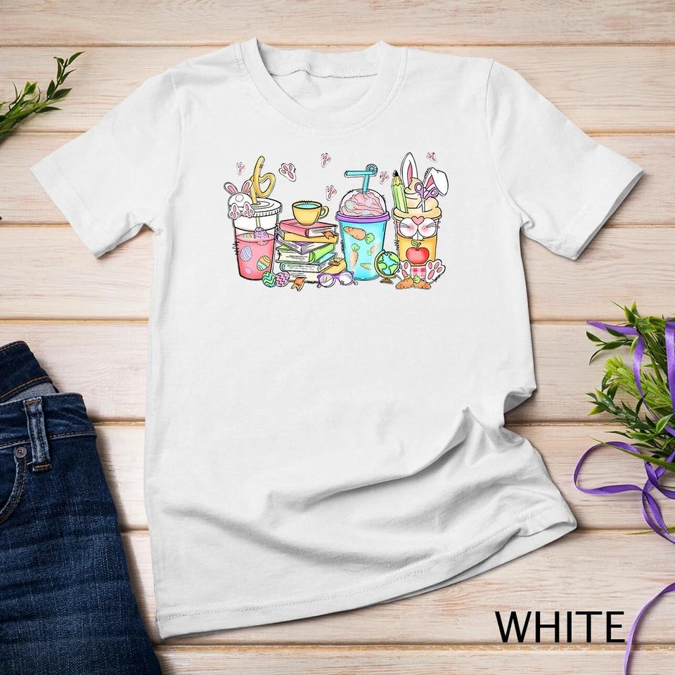Happy Easter Bunny Coffee Lover Latte Iced Coffee Easter Day Unisex T-shirt 13 L