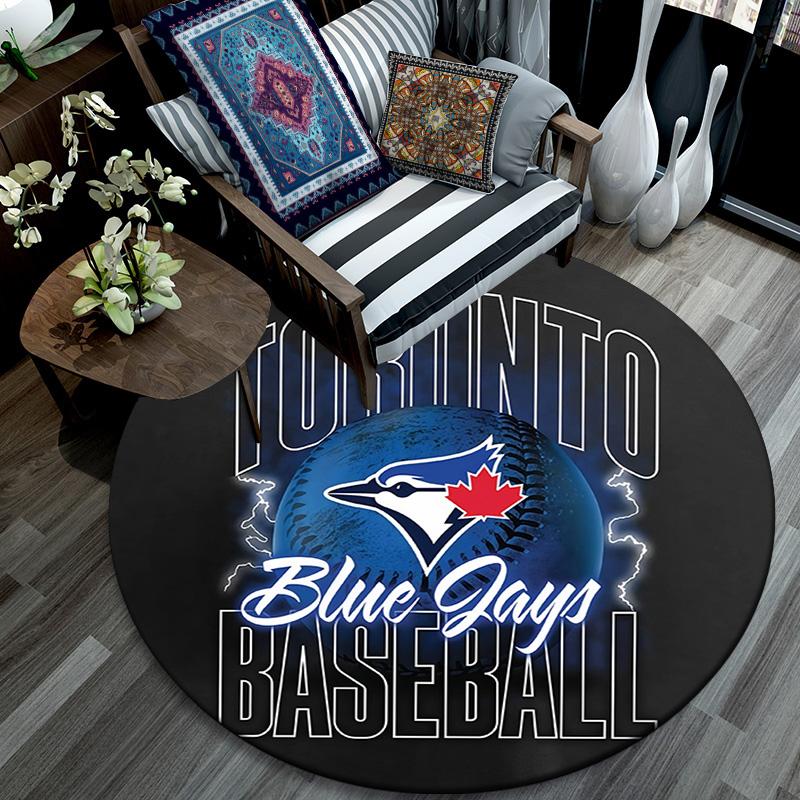 Toronto Blue Jays Round Area Rug,Carpet Rug for Living Room Bedroom Sofa Playroom Decor,Non-slip Floor Mat