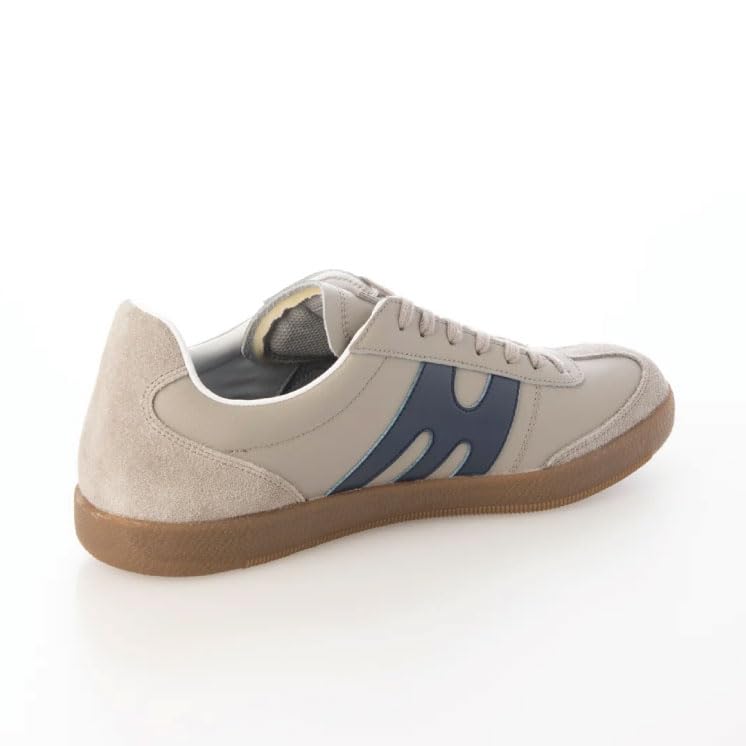 Mobus Men's Leather Sneakers, Genuine Leather, Sports, Casual, Walking Shoes, Current Model DUREN (STONE GREY/NAVY, Size 27.0 Cm)