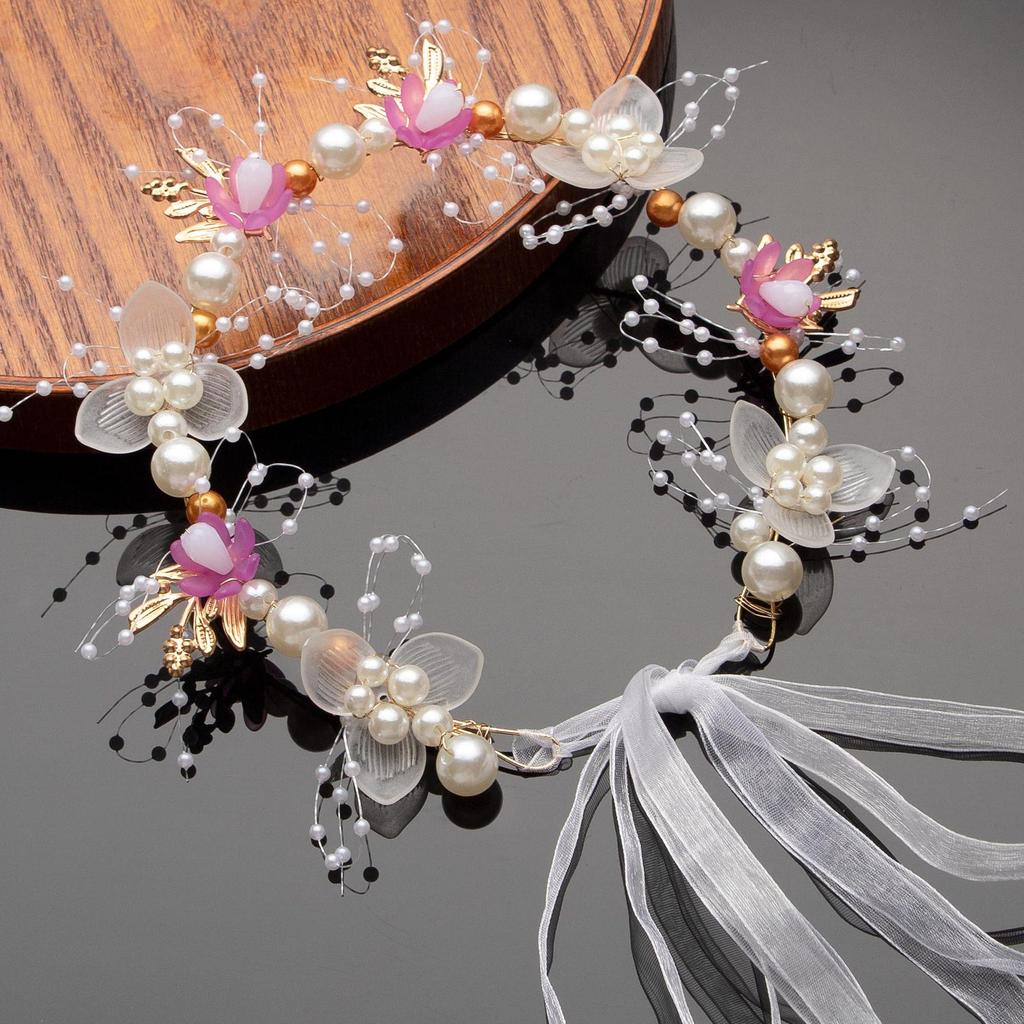 Children's Handmade Sweet Floral Pearl Headband for Performances