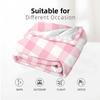 Plain Pink Ginghams Cartoon Anime Print Flannel Blanket Soft Warm Throw for Kids Bedroom Sofa Christmas Office Car