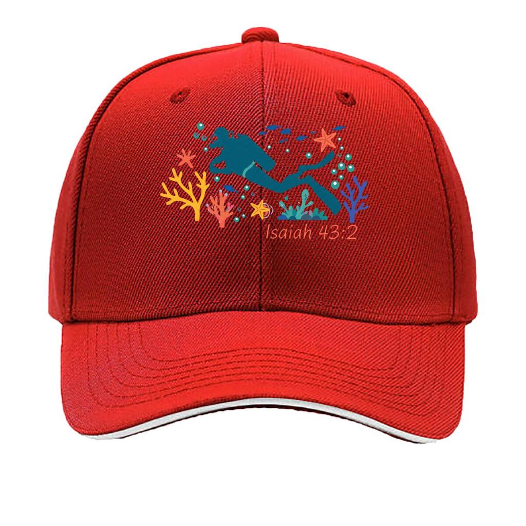 Isaiah Scuba Diver Ocean Coral Fish Sandwich Baseball Cap Sun Cap Outdoor Workouts Hat