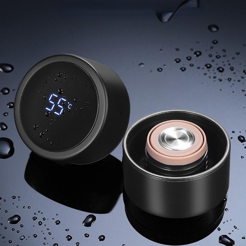 Intelligent Termosmugg 480 ml Vakuumflaskor Bärbar Termosmugg i Rostfritt Stål Vattenflaska Rese-Temugg Kontors-Termosmugg