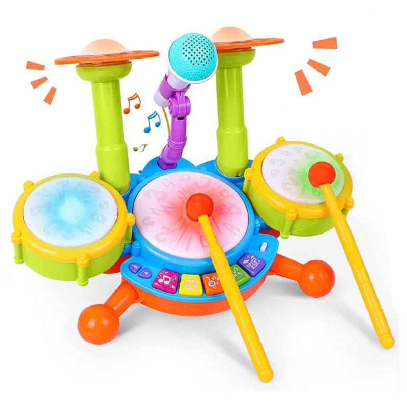 Children Electric Light Drum Set With Visual And Auditory Features For Early Education Play