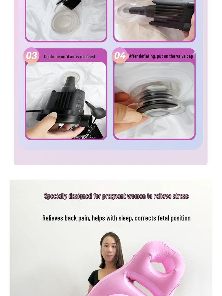 Eco-friendly PVC Inflatable Pregnant Woman Cushion - Comfortable Flocking Recessed Sleeping Pillow Pad