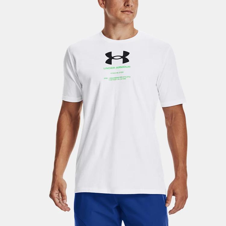 Under Armour Logo Print Crew Neck T-Shirt Men Tops White 1366443-100
