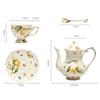 European Ceramics Coffee Cup and Saucer Elegant Lemon Pattern European Style Teapot Coffee Mug with Dessert Spoon Gift for Mom
