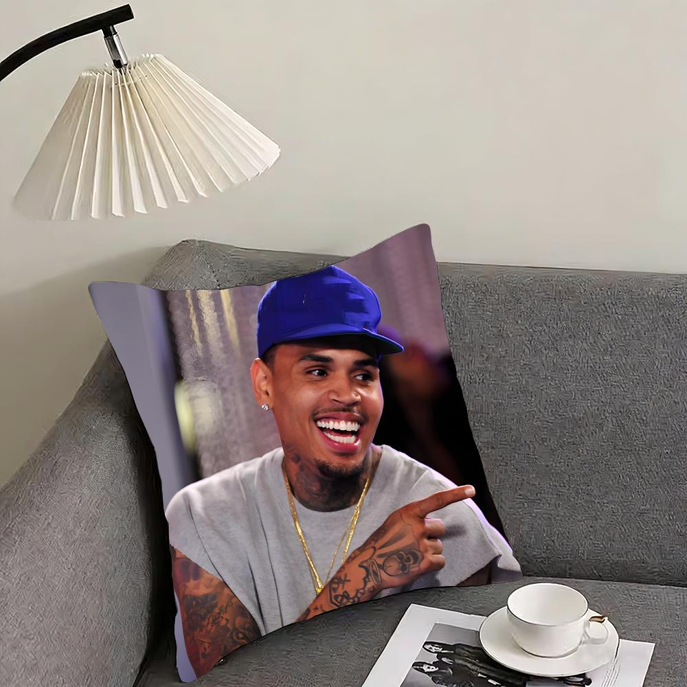 C-Chris Brownn Rapper Cushion Cover Pillowcase Ultra Soft Skin Friendly Fabric Cloud Like Comfort & Concealed Zipper