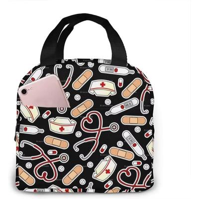 Lunch Bag for Women Men Thermometer Nurse Hat Tote Insulated Lunch Box Cooler Thermal Reusable Bag for School Work