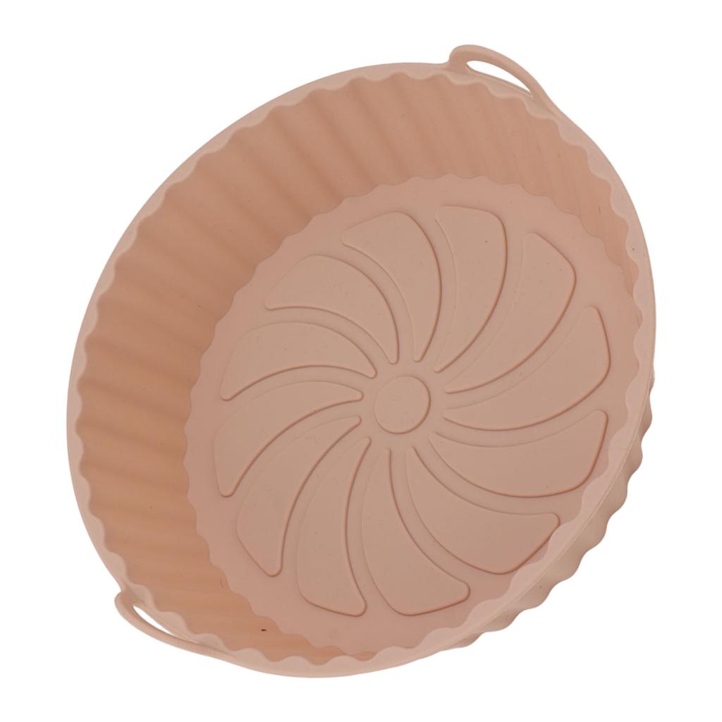2Pcs Round Silicone Fryer Basket Oil Resistant Non Stick Resuable Fryer Silicone Liner with Handles for Household