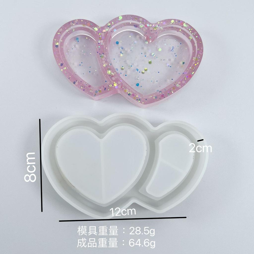 1 Pcs Double Heart Shape Tray Resin Mold Cloud Coaster Silicone Molds DIY Five-pointed Star Epoxy Resin Storage Dish Plate Mould