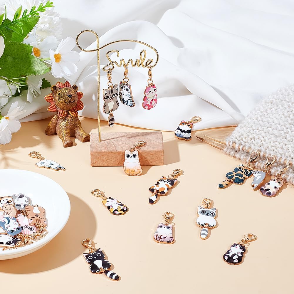 

WEBEEDY 25 стилей кошачьи подвески-клипсы для изготовления украшений своими руками, милая кошачья подвеска с застежками-лобстерами, сплавные шармы для бейджа с животным, для ID-карты, кошелька