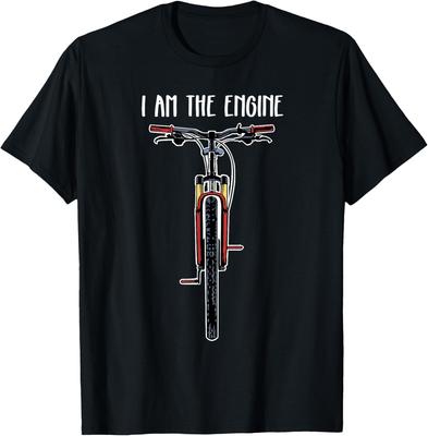 I Am The Engine Bicycle Graphic TShirt Soft Cotton Crewneck Sportswear for Men