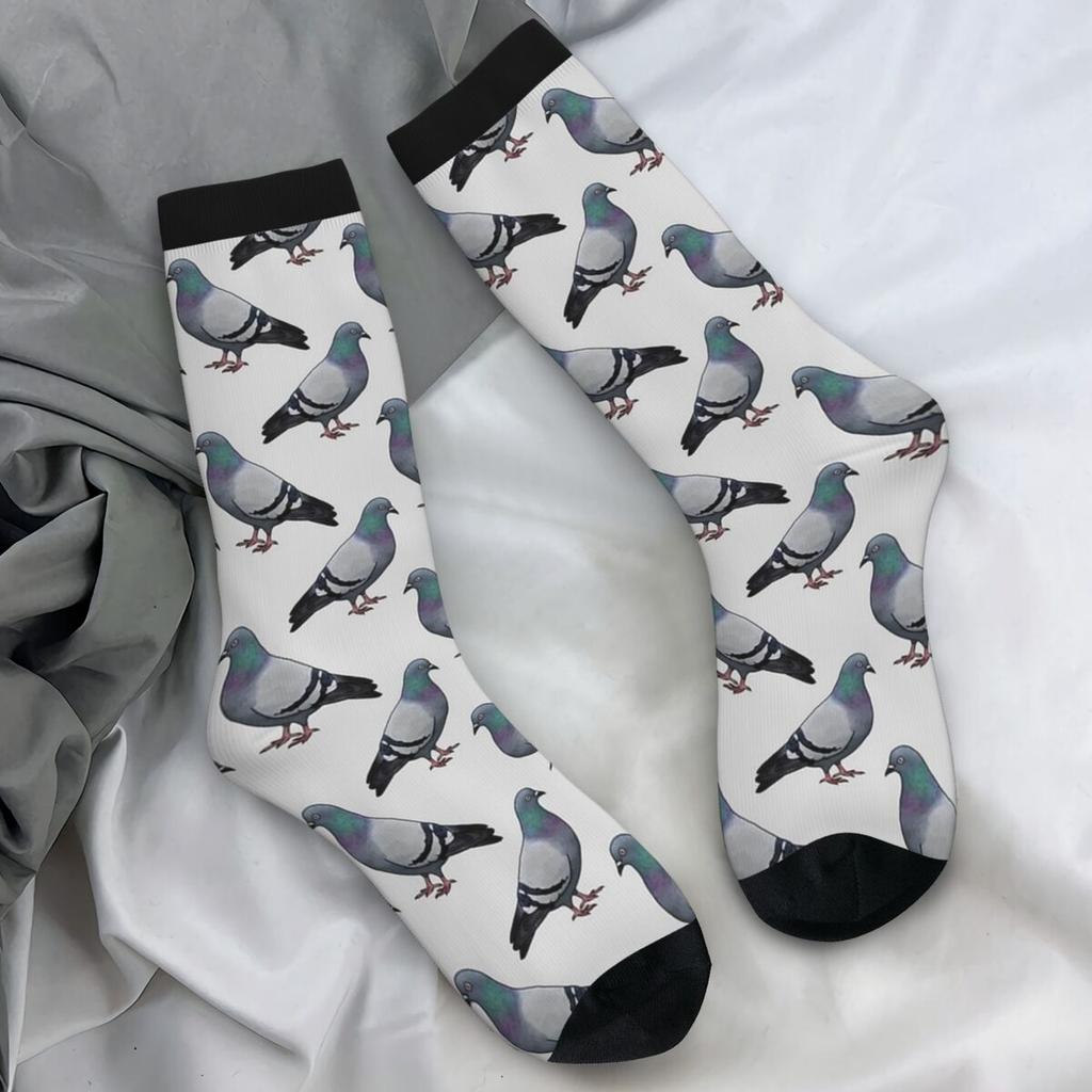Pigeon Walk Stockings Grey Background Custom Fashion Socks Autumn Anti Bacterial Socks Men's Running Sports Breathable Socks