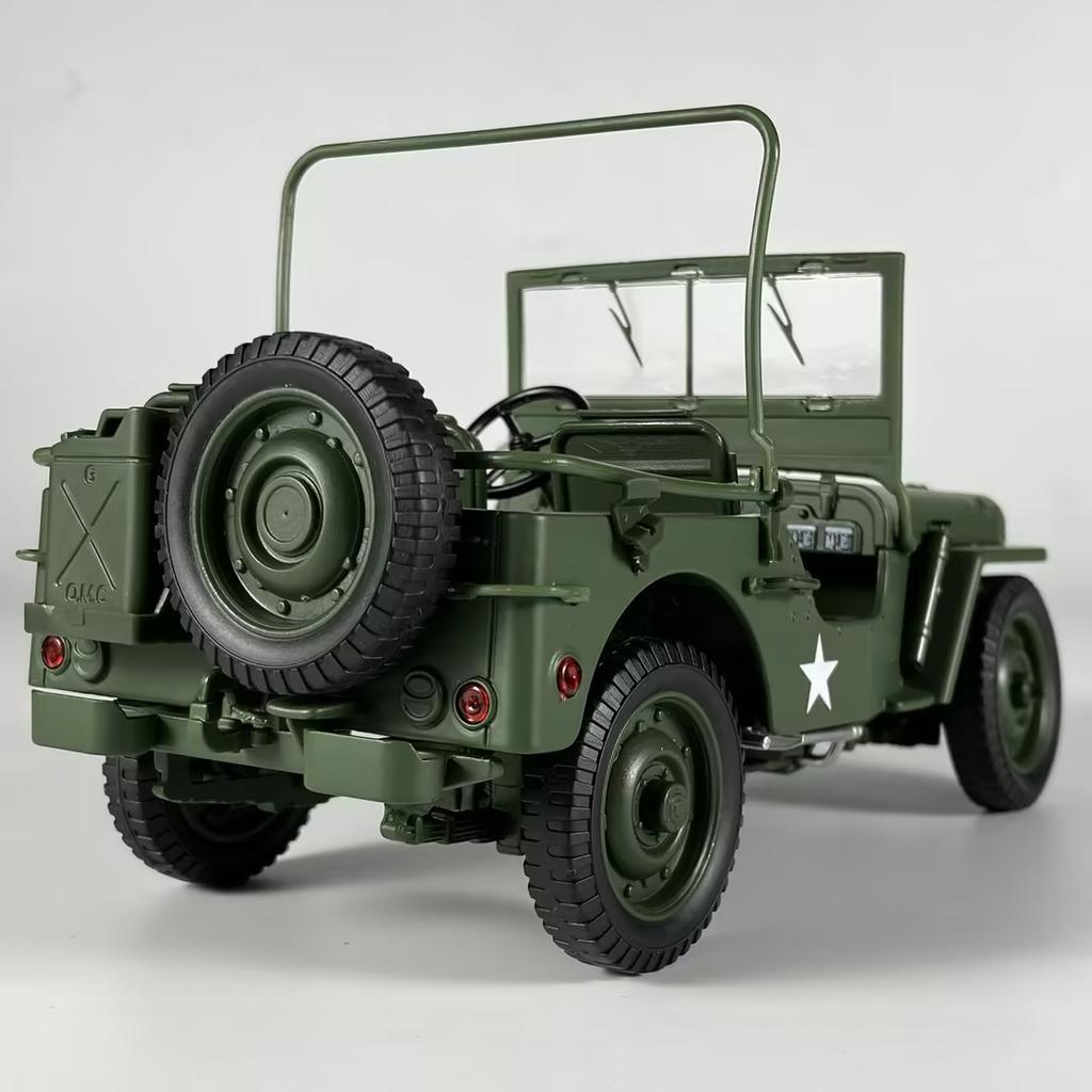 1:18 Willys GP Tactical Military Jeep SUV Alloy Metal Diecast Model Car Home Decoration & Computer Desktop Ornaments Holiday Toy