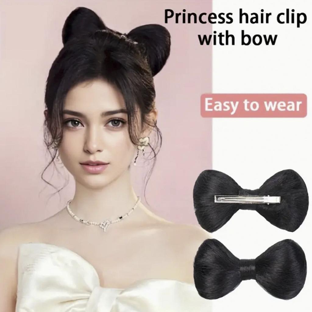 Drdol do vlasů s mašlí Drdol pro rovné vlasy Příčesek do vlasů odolný vůči teplu Přírodní falešný styling Vlasové doplňky Vlasové doplňky