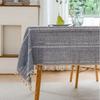 Cotton Linen Tablecloth With Tassels Waterproof Oilproof Tea Striped Table Cloth Thick Rectangular Wedding Dining Table Cover
