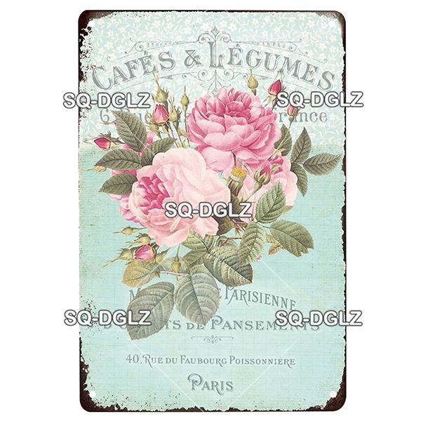Blume Vintage Zinn Zeichen Wohnkultur Retro Metall Zeichen Shabby Chic Wand Dekor Für Küche Wohnzimmer Esszimmer Metall Platte