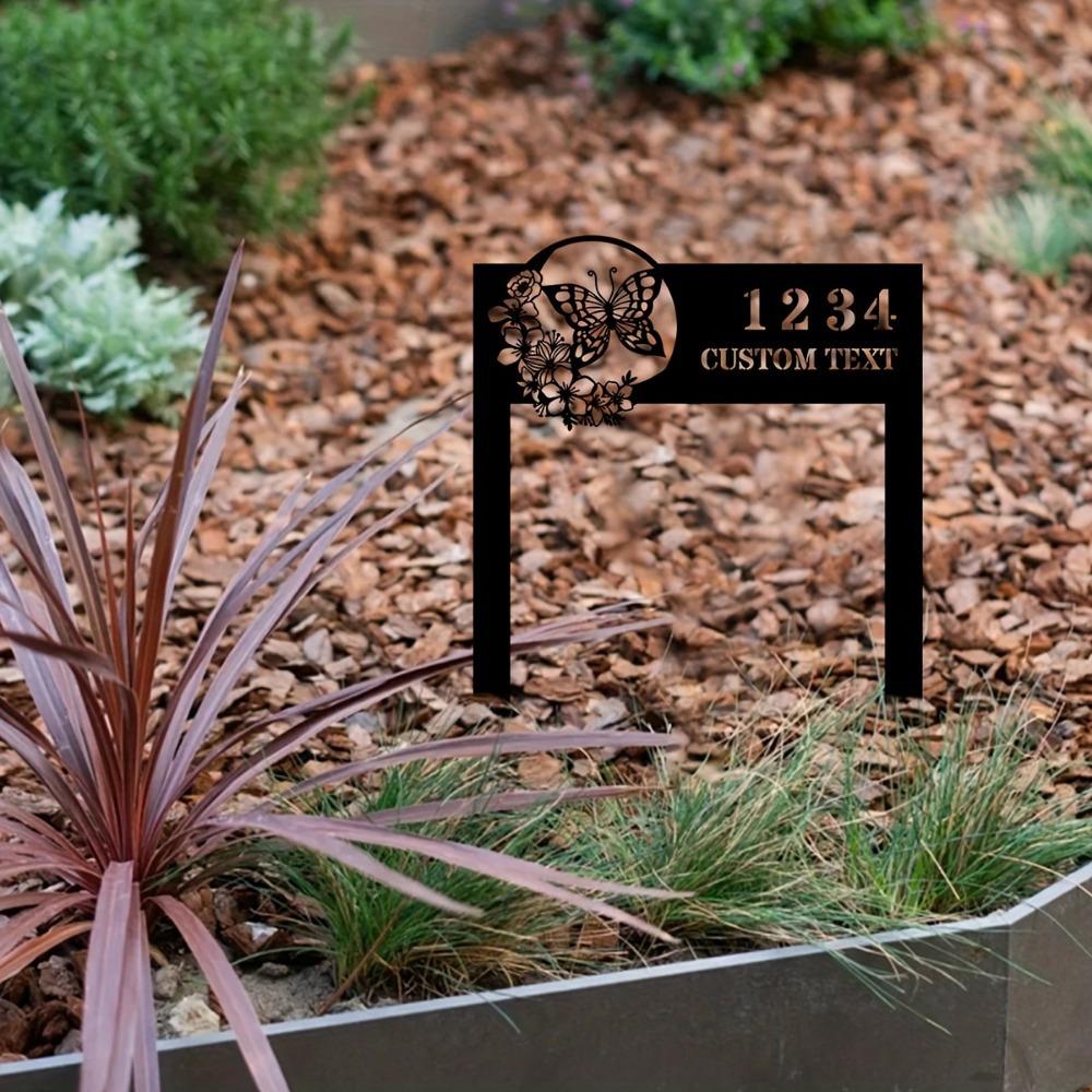 Metal Address Sign Personalized Garden Marker House Number Plate Lawn Yard Decor
