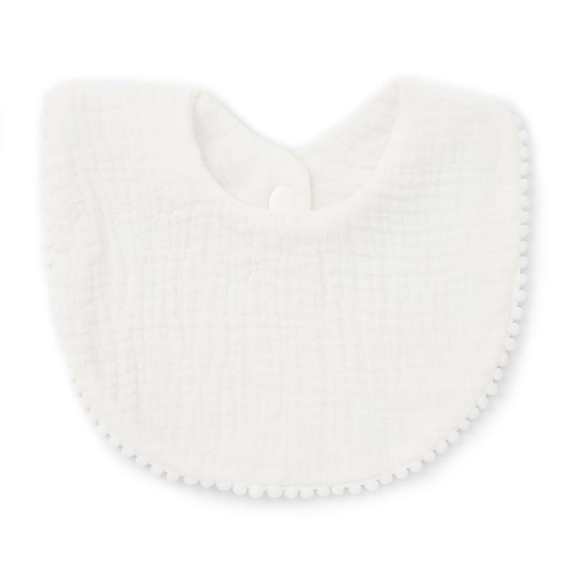 1pc Solid Colour Cotton Gauze Baby Bibs Ruffle Lace Infant Newborn Feeding Burp Cloth Saliva Towel Adjustable Bandana Drool Bibs