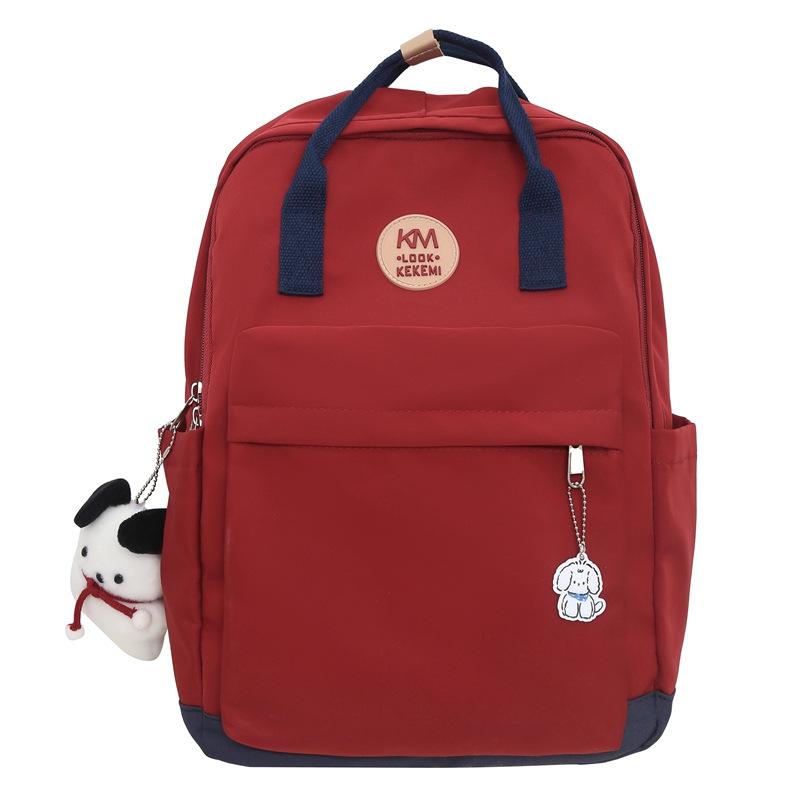 

Hong Kong version of the college style, personalized labeling, contrasting colors, men s and women s dual-purpose schoolbags, summer new backpacks Without pendant красный