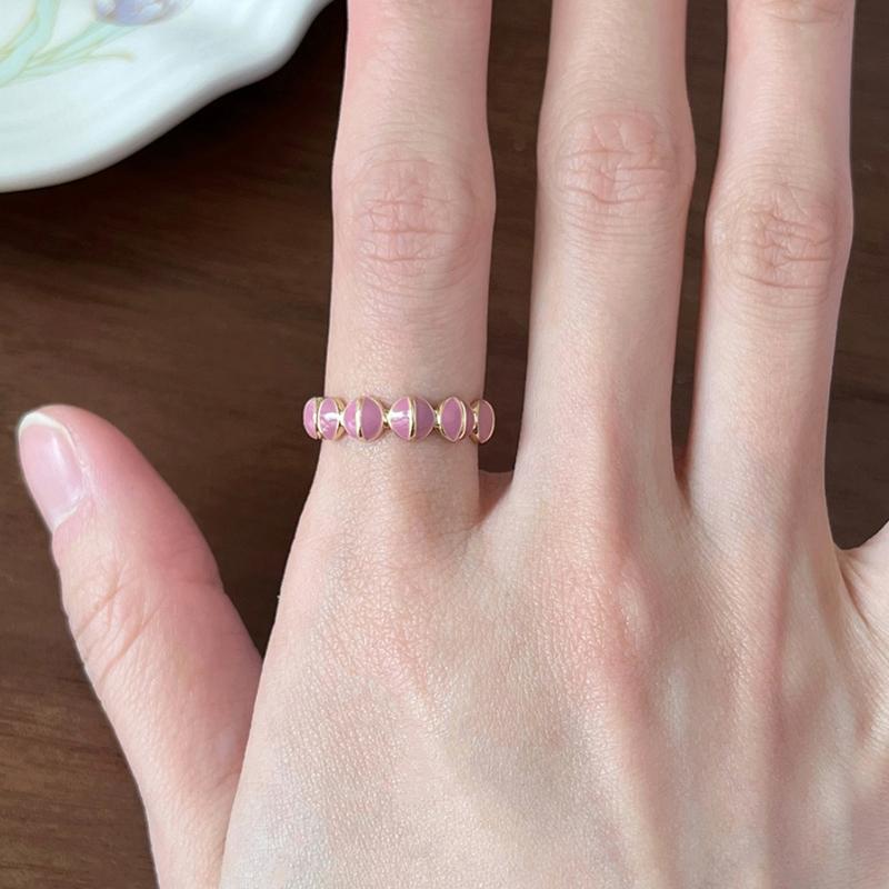 Retro Rose Shell Pearl Ring Female Colorful Sugar Cube Ring  Personality Adjustable Wave Pattern Ring Jewelry Gift