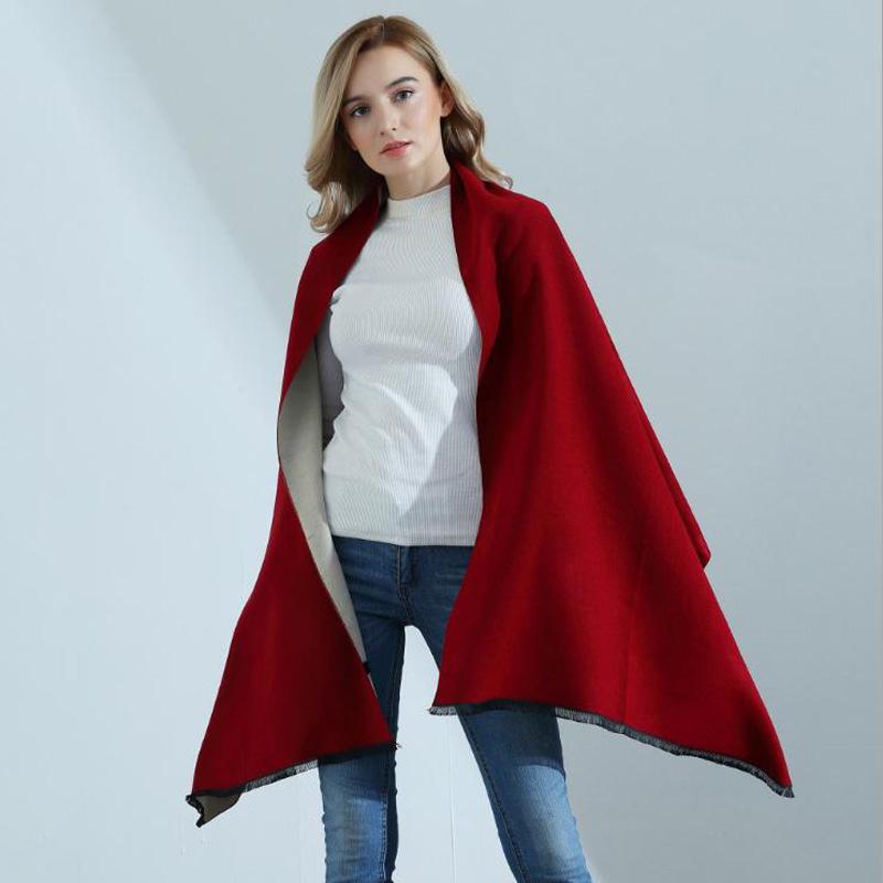 Double-Face Women Cashmere Pashmina Solid Shawls And Scarves Thicken Warm Wrap Winter Woman Scarf Thick Blanket Design