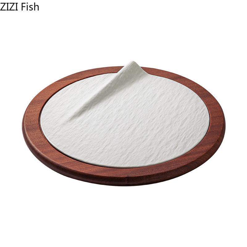 BR11inch White Ceramic Plate Creative Dining Plate Chinese Artistic Conception Dish Arrangement Hotel Restaurant Ceramic TablewareEY