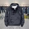 Men's Spring Windbreaker: Casual Loose Hooded Jacket with Big Zipper Pocket