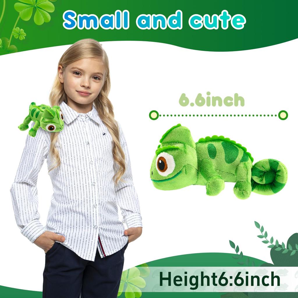 Chamäleon Plüsch Eidechse Stofftier Magnetspielzeug für Mädchen und Schulterkleidung Magnet Kinder, Riemen, Zubehör,