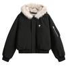 Herre Vinter Kort Pufjakke med Hætte med Metal Løstsiddende Streetwear Bomuldsfrakke Kaffe Sort