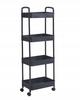 Mobile Kitchen Shelf On Wheels TBR Cart 4 Shelves Black Bathroom