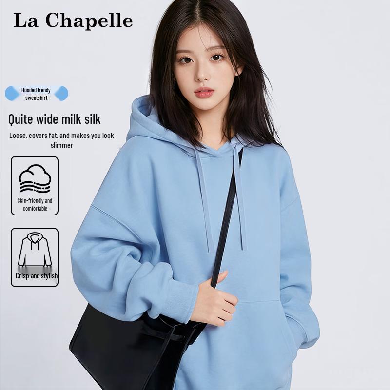 La Chapelle Women's Solid Color Loose Fit Hoodie